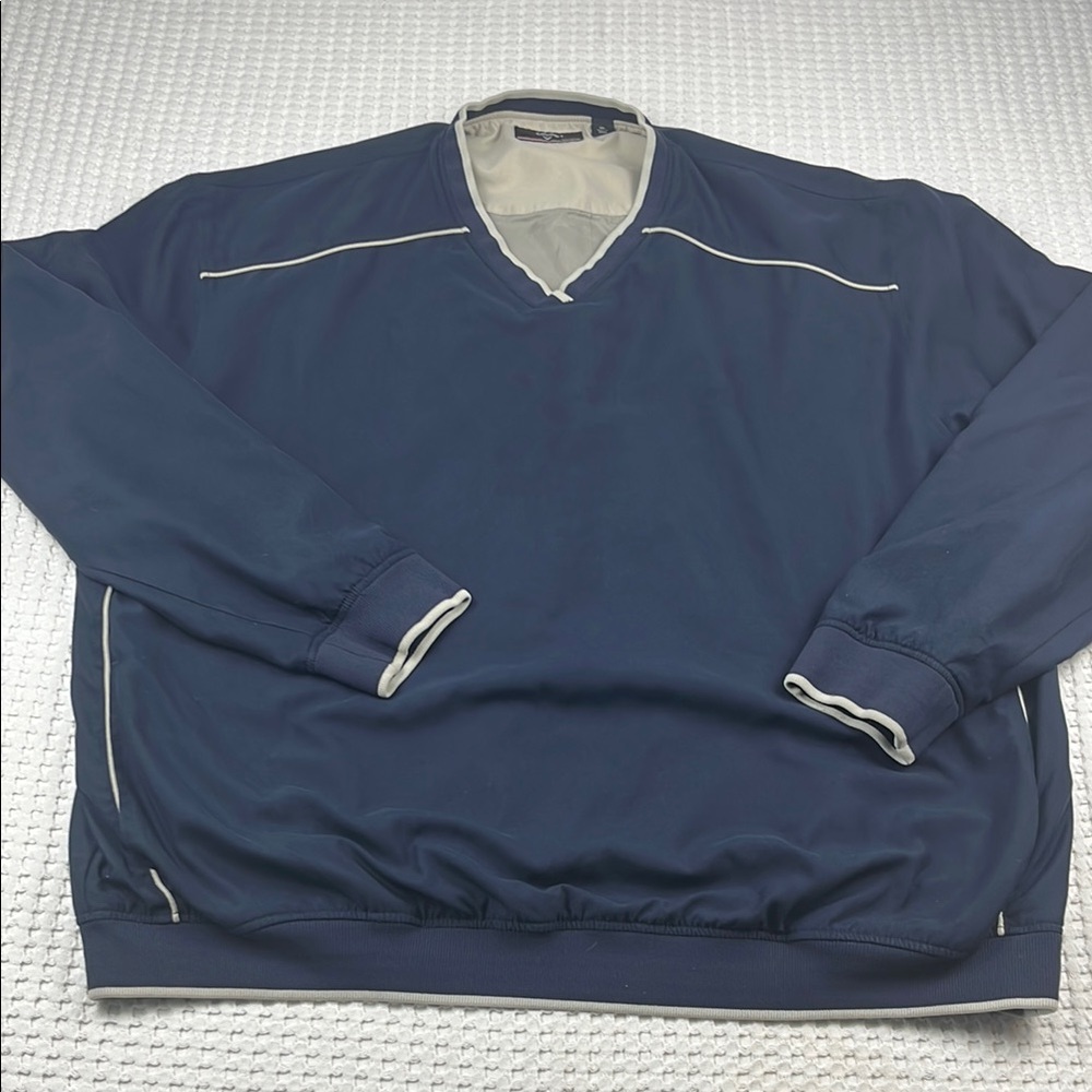 Callaway Men’s Size 2XL Navy Blue V-Neck Pullover Line Windbreaker Pre Owned